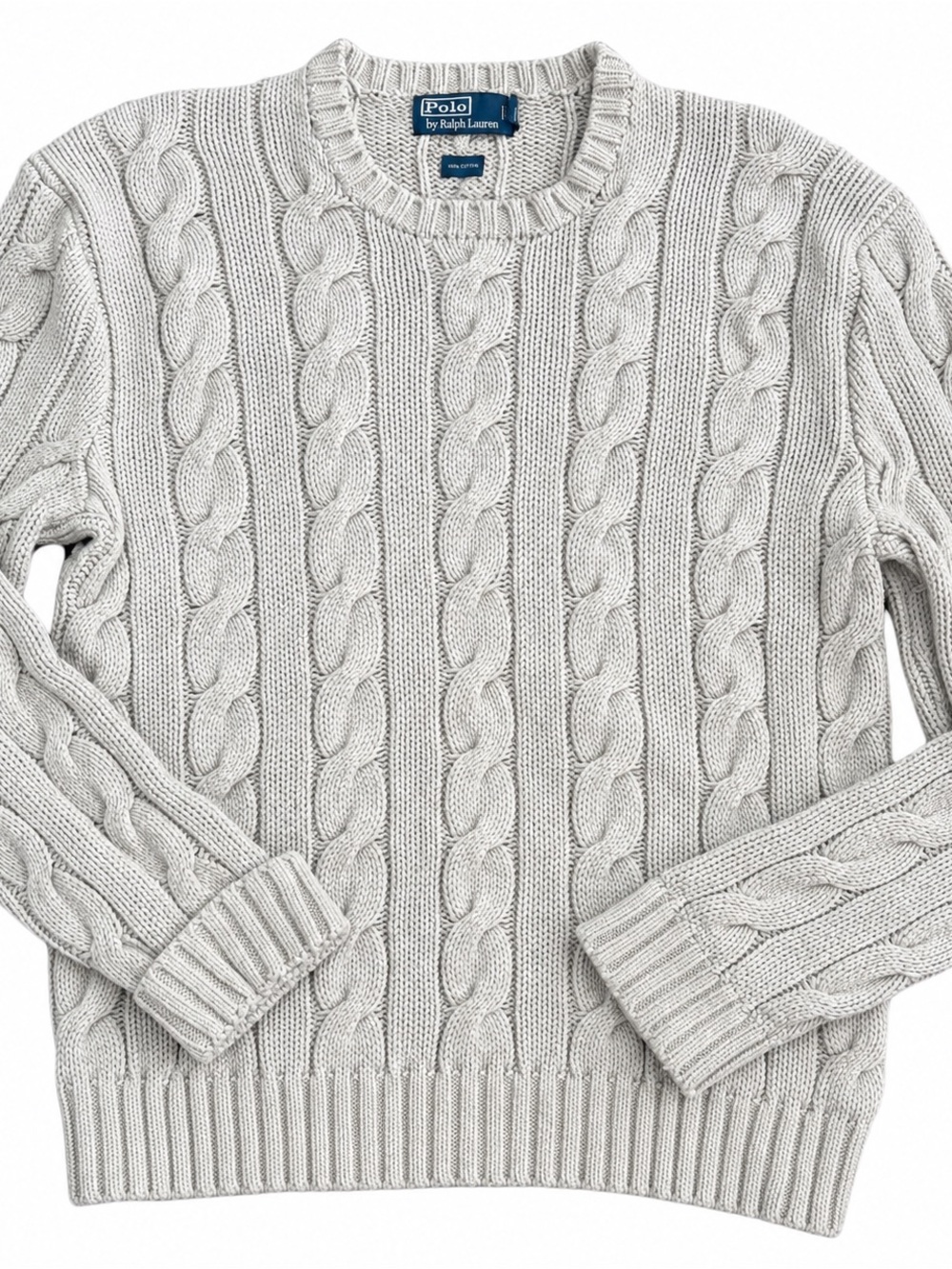 Polo Ralph Lauren Cable Knit Sweater Silk Neutral Capsule Cabincore Fisherman XL